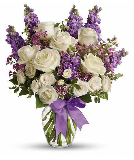 purple and cream bouquet
