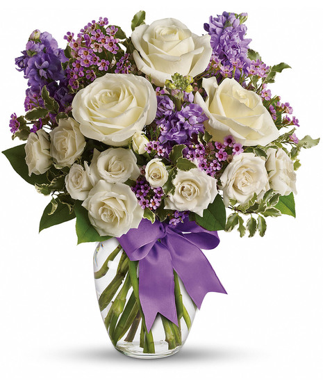 purple and cream bouquet
